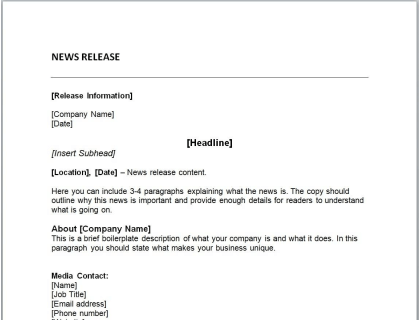 AP Style Press Release Template
