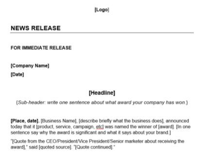 Award Press Release Template Download