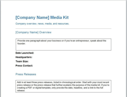 Media Kit Template