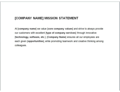 Mission Statement Template