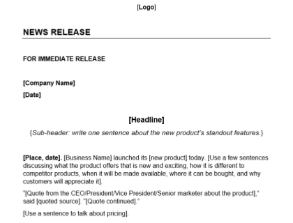 New Product Press Release Template Download