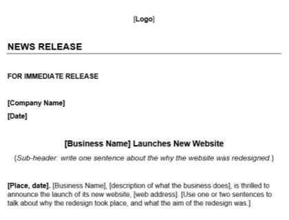 New Website Launch Press Release Template Download