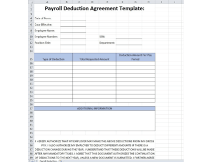 Payroll Deduction Template