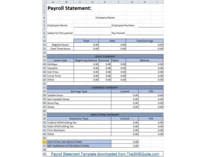 Payroll Statement Template