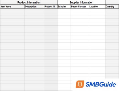 Retail Inventory Sheet Template