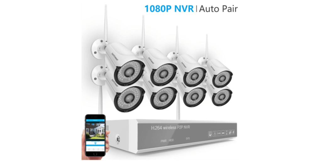 1080P NVR&8CH Expandable Security Camera System Wireless,Safevant 8CH 1080P Security Camera System 1TB Hard Drive ,4PCS 960P Inddor/Outdoor IP66 Wireless Security Cameras,Plug&Play,NO Monthly Fee Safesky
